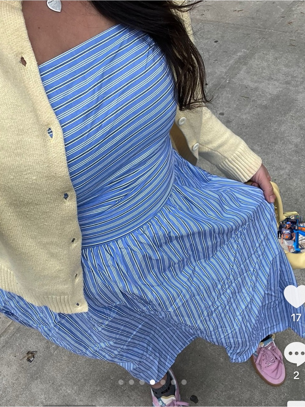 ONTRE Striped Light Blue Maxi Sundress with Spaghetti Straps - Picture 11 of 11